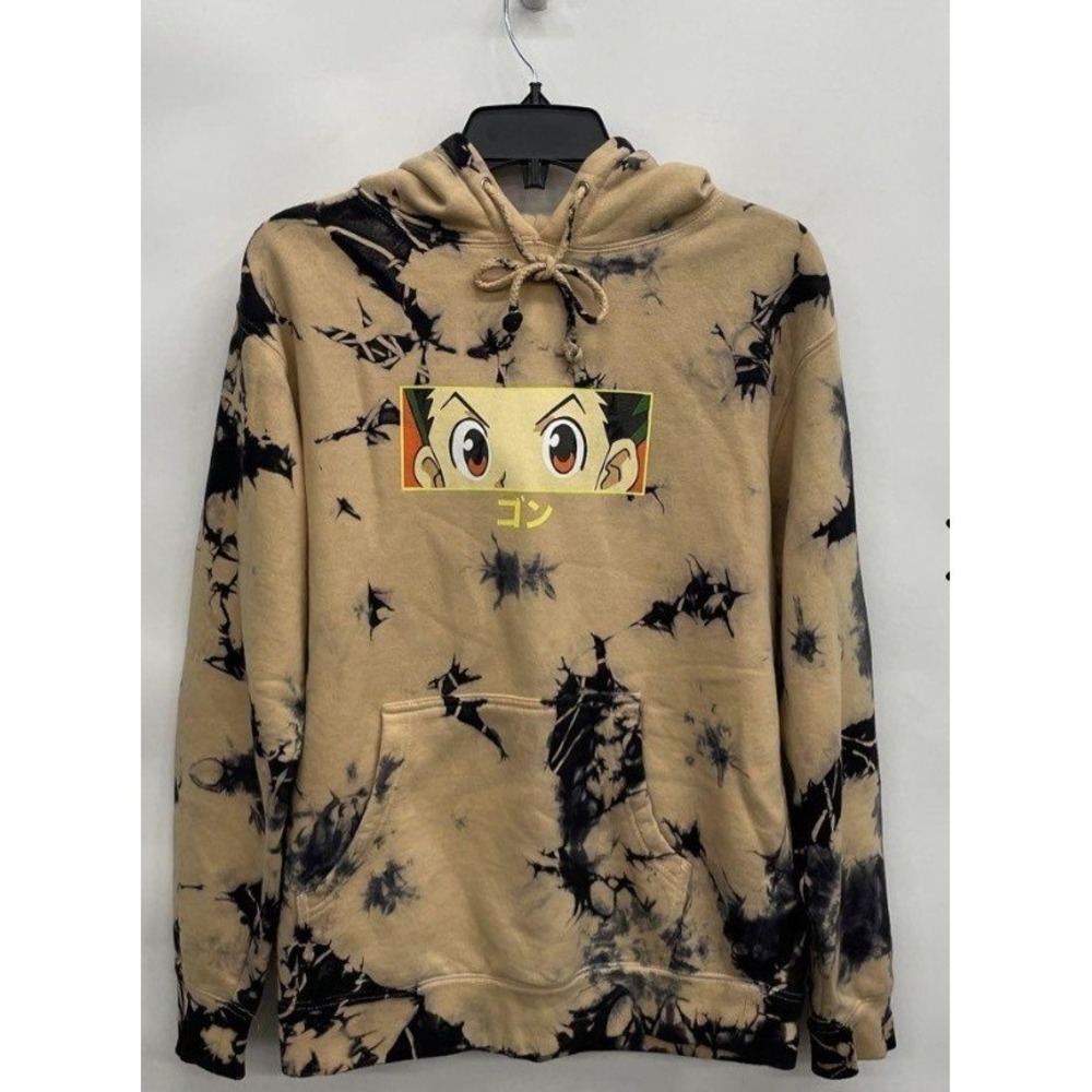 Hypland Hunter x Hunter Tan Black Tie-Dye Gon Eyes Hoodie Anime Streetwear Small